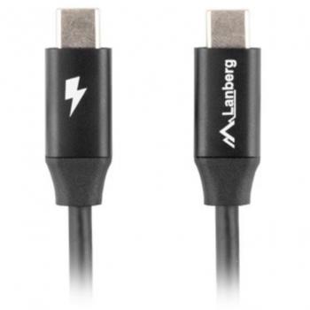 Lanberg CA-CMCM-40CU-0005-BK Cable USB Tipo C a USB Tipo C 0.5m Macho a Macho Quick Charge Negro