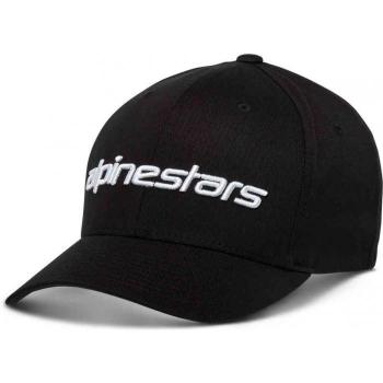 Gorra Alpinestars Linear Negra/Blanca con diseño clásico, ajuste ajustable, logotipo bordado y material ligero
