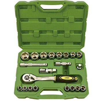JBM 52723 Piezas con vasos hexagonales en estuche, verde, 1/2, Set de 21