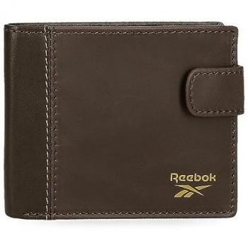 Cartera Horizontal Reebok Division Unisex Marrón de Piel con Cierre de Click 11x8,5x1 cm