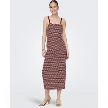 Vestido largo Only Tove granate y blanco de punto para mujer