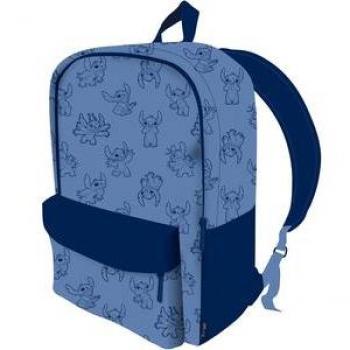 Mochila Escolar Junior Stitch Disney 43x31x15cm, con Compartimiento y Bolsillo Frontal, Ideal para Niñas y Niños de 5 a 8 años, Color Azul, Regalo Navidad o Reyes