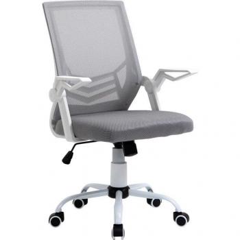 Vinsetto Silla de Oficina Ergonómica Giratoria con Altura Ajustable, Reposabrazos Abatible, Soporte Lumbar y Respaldo Transpirable 62.5x55x94-104