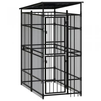 vidaXL Outdoor Dog Kennel with Roof Steel 1.84 m²