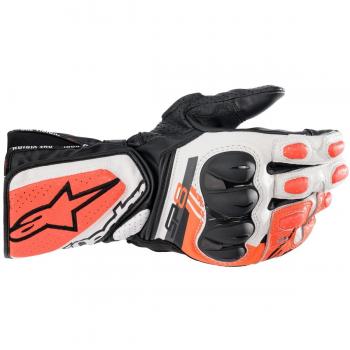Guantes de motocicleta Alpinestars SP-8 V3 Piel de Cabra Resistente Negro Blanco Rojo
