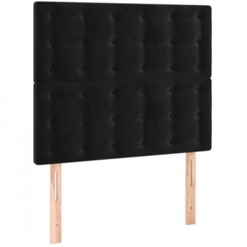 Cabecero con luces LED terciopelo negro 90x5x118/128 cm