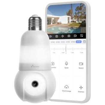 Cámara de Vigilancia WiFi Tipo Bombilla E27 2K con Movimiento 360º, Audio Bidireccional, Visión Nocturna y Compatibilidad con Alexa y Google Home