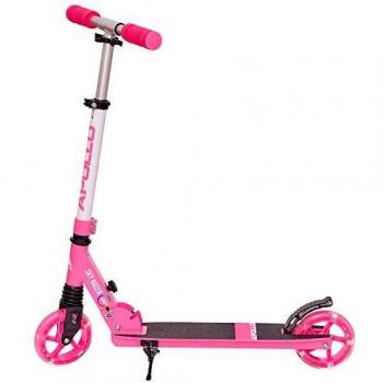 Patinete Infantil Plegable Apollo Skyracer LED con Ruedas de 145 mm y Suspensión, Ajustable - Rosa