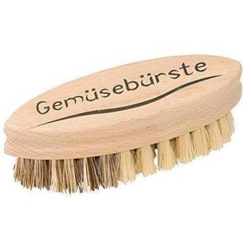 Redecker Vegetable Brush With Wooden Grip, Cream