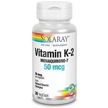 Solaray Vitamin K-2 Menaquinone-7, 50mcg, 30 Vegetarian Capsules