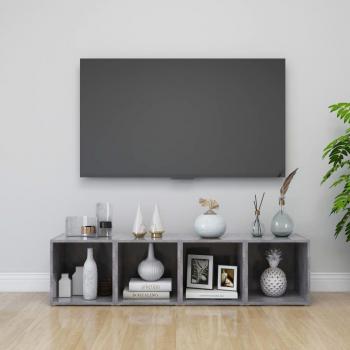 Mueble de TV 4 uds madera contrachapada gris hormigón 37x35x37 cm