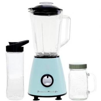 Batidora de Vaso Juanita Mix & Go 800W, 2 Velocidades, Jarra de Cristal 1L y Botella Portátil 600ml Azul