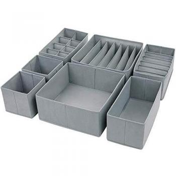 DIMJ Organizador Cajones Juego de 7 Cajas Almacenaje Plegables de Tela Para Guardar Ropa, Cajas Organizadoras de Almacenamiento de Cajones Divisores para Sujetadores, Calcetines, Ropa Interior