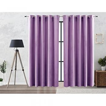 Cortina Oscurante Lisa Aterciopelada con Ojales Metálicos 200x260 cm Color Morado