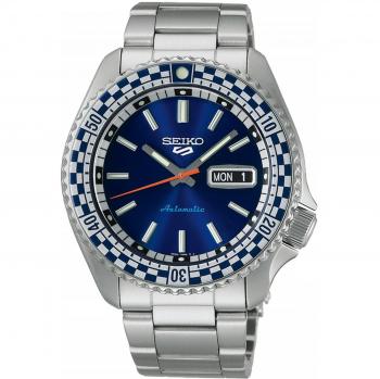Seiko 5 Sports Petrol Blue Checker Flag Special Edition Men's Watch SRPK65K1 42.5mm