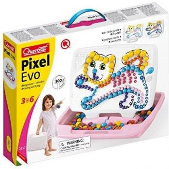 Quercetti 0917 Pixel EVO Girl Grande - Juego de construcción de mosaicos, incluye piezas de colores, diseño creativo, adecuado para niños a partir de 6 años, fomenta la coordinación y la creatividad