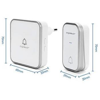 Aigostar Timbre Inalámbrico, Timbre de Puerta con Autoalimentado, Timbre Inalámbrico Exterior Impermeable con Indicadores LED, Resistente al Agua, 36 Melodías, 3 Niveles de Volumen, Blanco