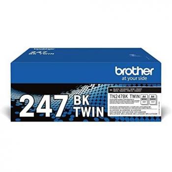Brother TN247BKTWIN - Cartuchos de Tóner de Larga Duración, para Las Impresoras HLL3210CW, HLL3230CDW y Otras, Duración Estimada: 3.000 Páginas Cada Tóner Según ISO/IEC 19798, Negro, Paquete de 2