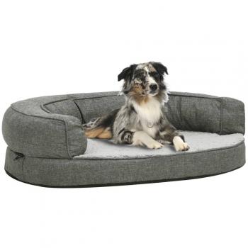 Colchón ergonómico para perros 75x53 cm efecto vellón gris lino