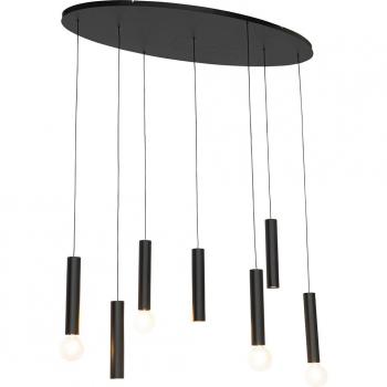 Lámpara colgante de diseño ovalada negra 7 luces - Tuba
