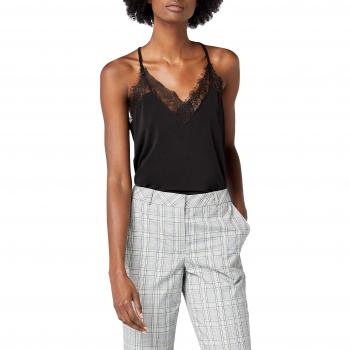 Vero Moda Vmmilla S/l Lace Top Noos, Camiseta sin Mangas para Mujer, Negro