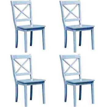 vidaXL Dining Chairs 4 pcs White Solid Rubber Wood