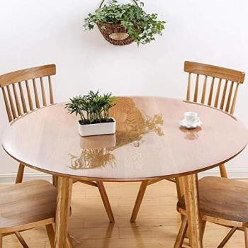 Redondo Claro Protector de Cubierta de Mesa, Transprent PVC Vidrio Blando Impermeable Aceite-prueba Resistente Al Calor Redondo Protector de Mesa, Fácil de Limpiar Manteles por Mesa de Comedor Redonda