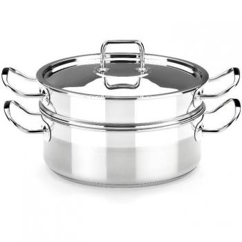 Set Profesional de Cocina al Vapor con Tapa, 24 cm, Acero Inoxidable BRA
