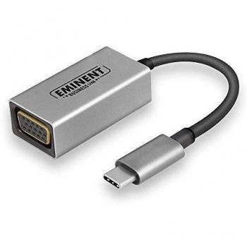 Eminent AB7871 USB Tipo C VGA Aluminio, Negro Adaptador de Cable - Adaptador para Cable