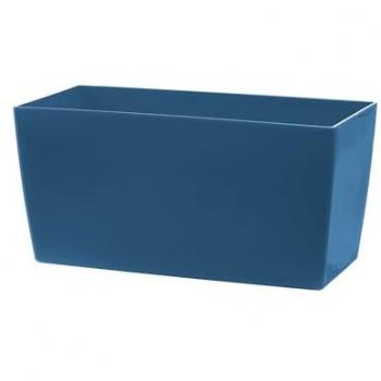 Jarrón Rectangular de Plástico Brillante Coimbra 30x15x15 cm Azul Denim para Interior y Exterior