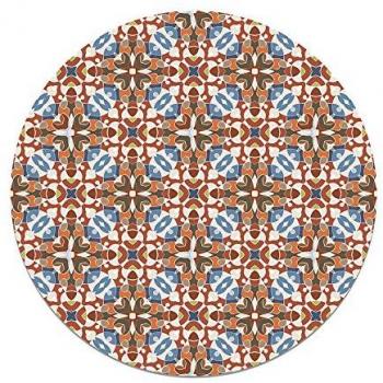 Alfombra Vinílica Redonda Estilo Hidráulico Oriental Original 150x150 cm - Antideslizante e Ignífuga para Cocina y Salón
