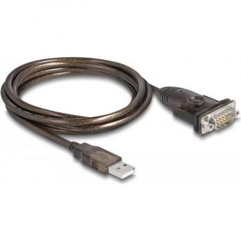 Adaptador USB 2.0 A Macho a RS-232 DB-9 con Tuercas - 1,5 m - Negro