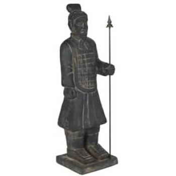 Figura Decorativa Guerrero Oriental Gris Dorado 35 x 32 x 118 cm Home ESPRIT