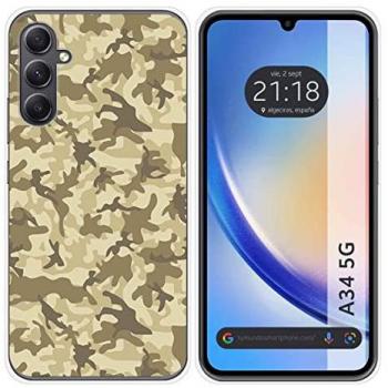 Funda de Silicona Camuflaje Sand para Samsung Galaxy A34 5G con Diseño Gráfico