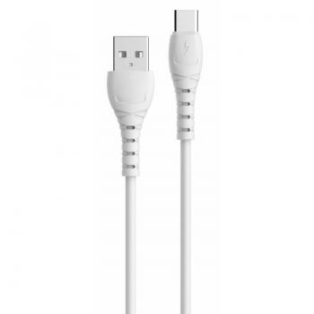 Cable Tipo C a USB 3A 1m Blanco - Carga Rápida y Eficiente