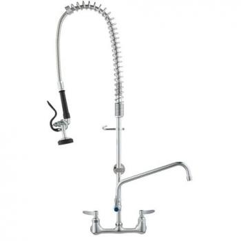 Commercial Kitchen Faucet with Pre-Rinse Sprayer, 36 in. Height, 8 in. Center, Swivel Spout