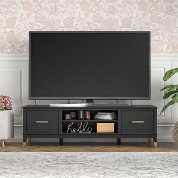 Mueble de TV Westerleigh para TVs de hasta 65, MDF negro, 152 cm x 47 cm, con 3 salidas para cables