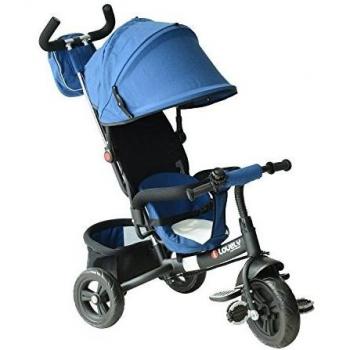 HOMCOM 3 EN 1 Triciclo para Niños +18 Meses Triciclo con Pedales con Capota Extraíble Plegable Barra Telescópica para Padres Triciclo de Empuje 102x49x102cm
