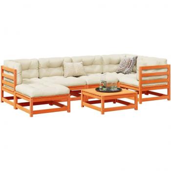 vidaXL 7 Piece Garden Sofa Set Wax Brown Solid Wood Pine