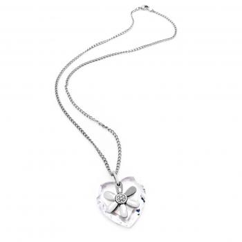 Collar Folli Follie Mujer 3N9F103C - Exquisito Collar de Mujer con Detalles en Cristal y Margarita Plateado
