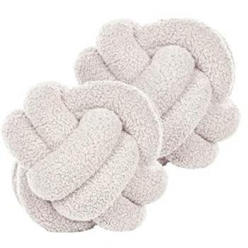 Conjunto de 2 Cojines Decorativos Bouclé Blanco Crema 19 x 19 cm Malni