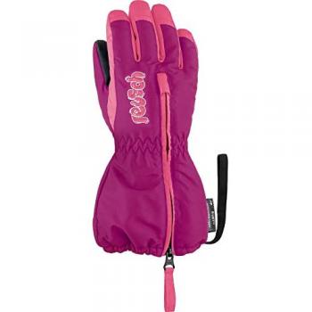 Guantes de Esquí Reusch Tom para Niña, Extra Cálidos, Resistentes al Viento y Transpirables, Púrpura/Rosa
