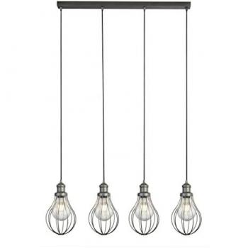 Colgante Globo Acero Plata 4 bombillas 21cm, tipo de producto: colgante; características: material acero, color plata, número de bombillas 4, altura 21 cm, tipo de casquillo E27