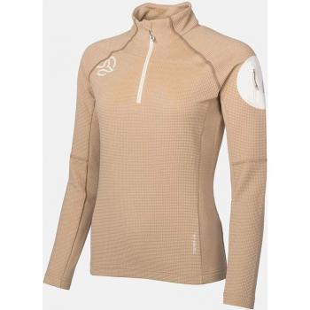 Camiseta Ternua Lemika 1/2 Zip para mujer - Forro polar beige claro - Talla XL