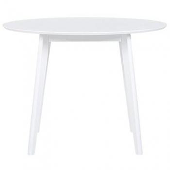 Mesa de Comedor Redonda Blanca MDF 100 cm con Patas de Madera Estilo Escandinavo Roxby