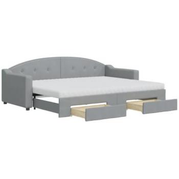Sofá cama nido con cajones tela gris claro 80x200 cm