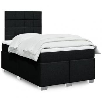 Cama box spring con colchón de muelles en tela negra 120x200 cm