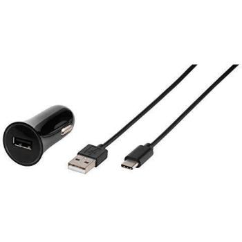 CARGADOR COCHE VIVANCO USB TIPO C 1M NEGRO