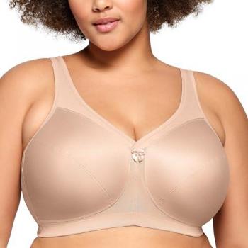 Glamorise MagicLift Active Support Bra - Tan, Wireless, Size 44-F