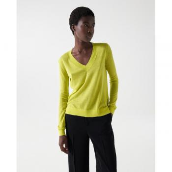 Jersey Salsa punto fino fluor cuello pico para mujer